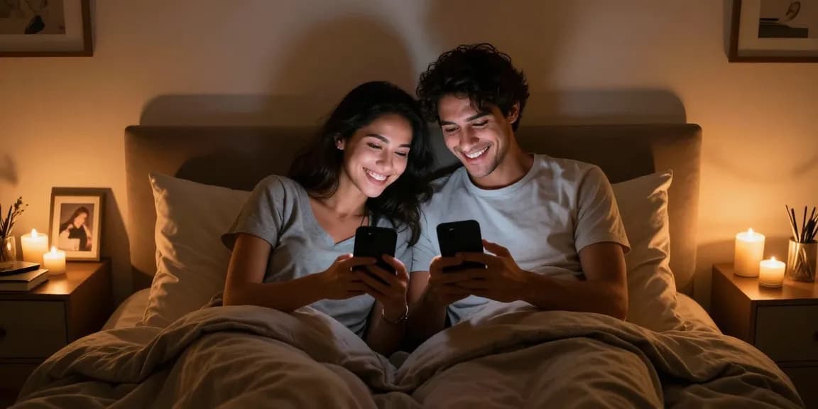 Sexting AI interactions in a cozy bedroom setting, showcasing warmth and intimacy.