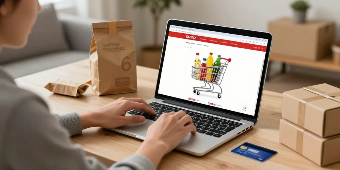 Online shopping for grocery savings deals on an e-commerce platform, showcasing best deals and product reviews