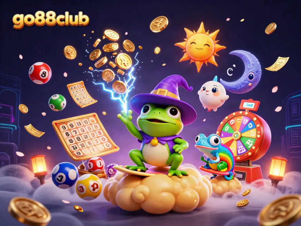 Experience the excitement of go88club with colorful lottery elements and dynamic gaming symbols.