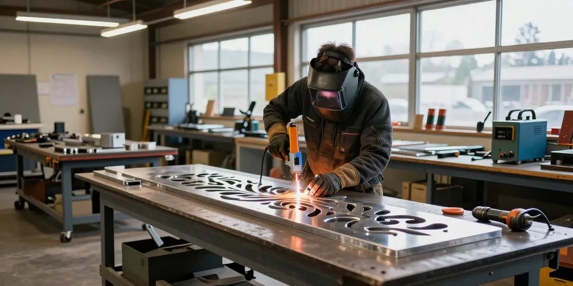 Custom metalwork in North Vancouver with expert craftsman shaping metal components in a modern workshop.