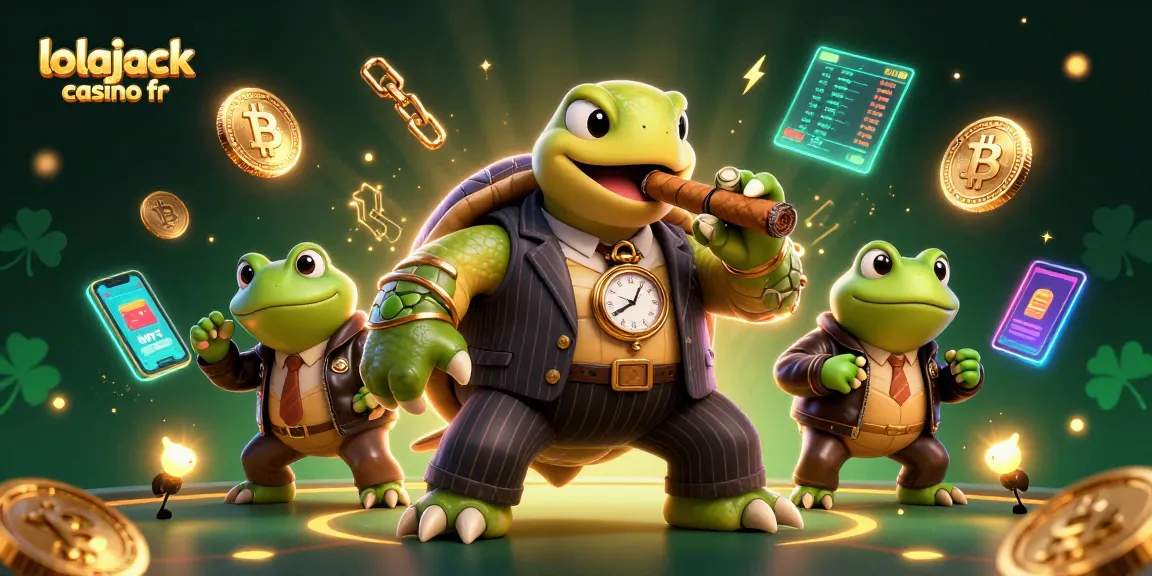Experience the thrill at lolajack casino fr with an immersive 3D casino scene featuring unique characters and crypto elements.