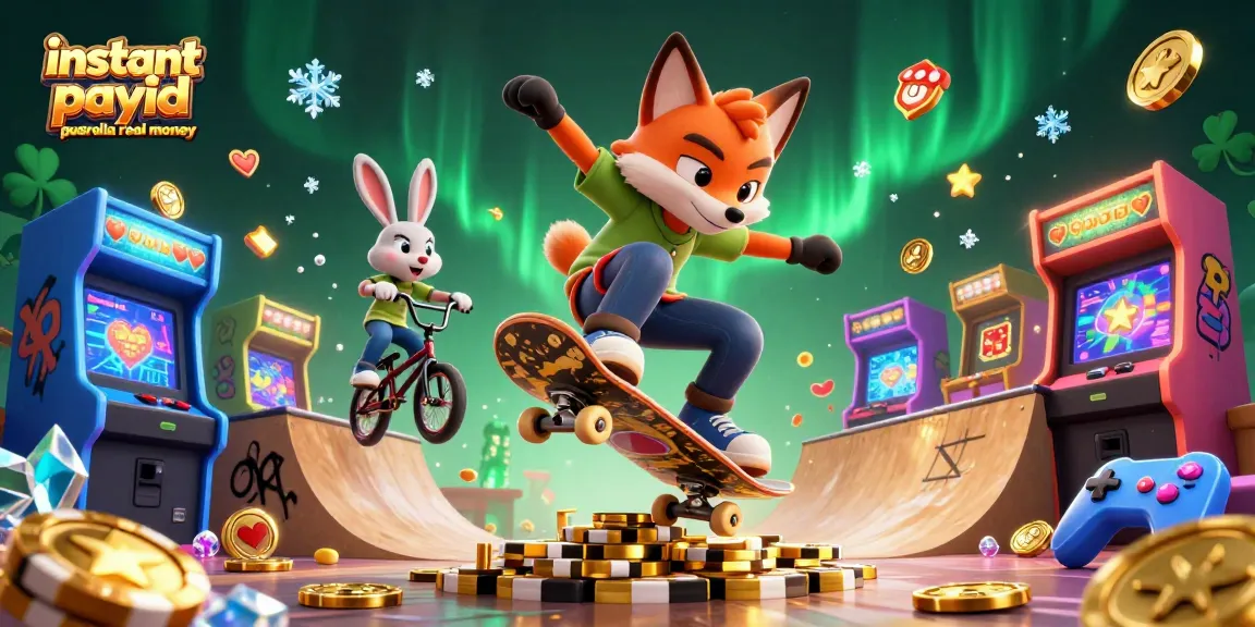 Play instant payid pokies Australia real money with a vibrant casino-themed illustration featuring animated characters and engaging gaming elements.