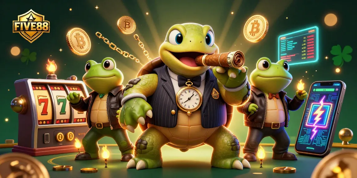 Join the fun at FIVE88 casino featuring lively characters and vibrant game elements.