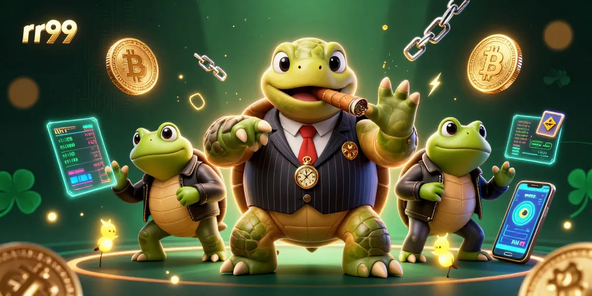 Engage with rr99 in a vibrant 3D casino scene featuring a mobster turtle and bullfrog enforcers.