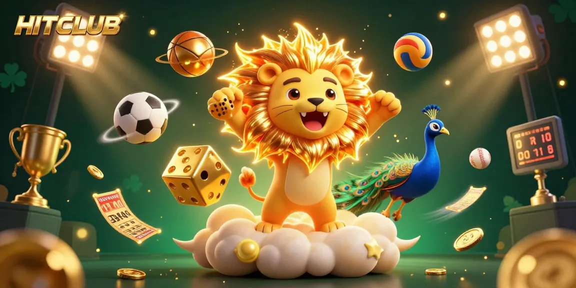 Experience the excitement of HITCLUB with vibrant casino elements and dynamic sports imagery.