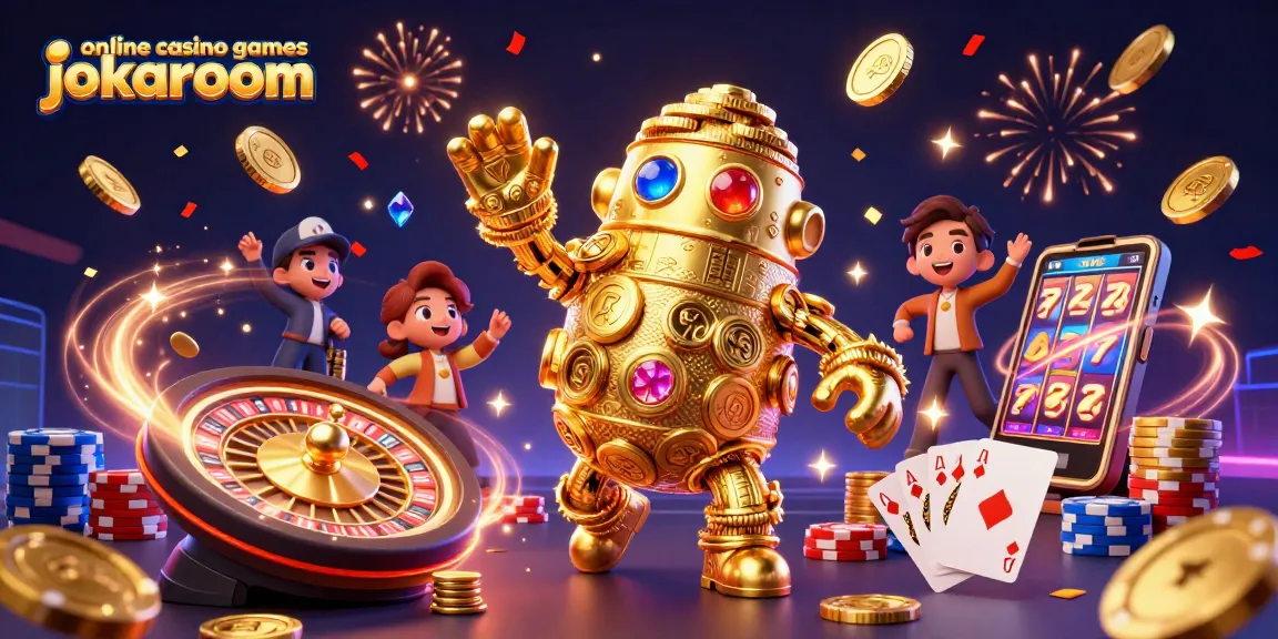 Engage with online casino games jokaroom featuring a vibrant scene of golden golem and casino elements.