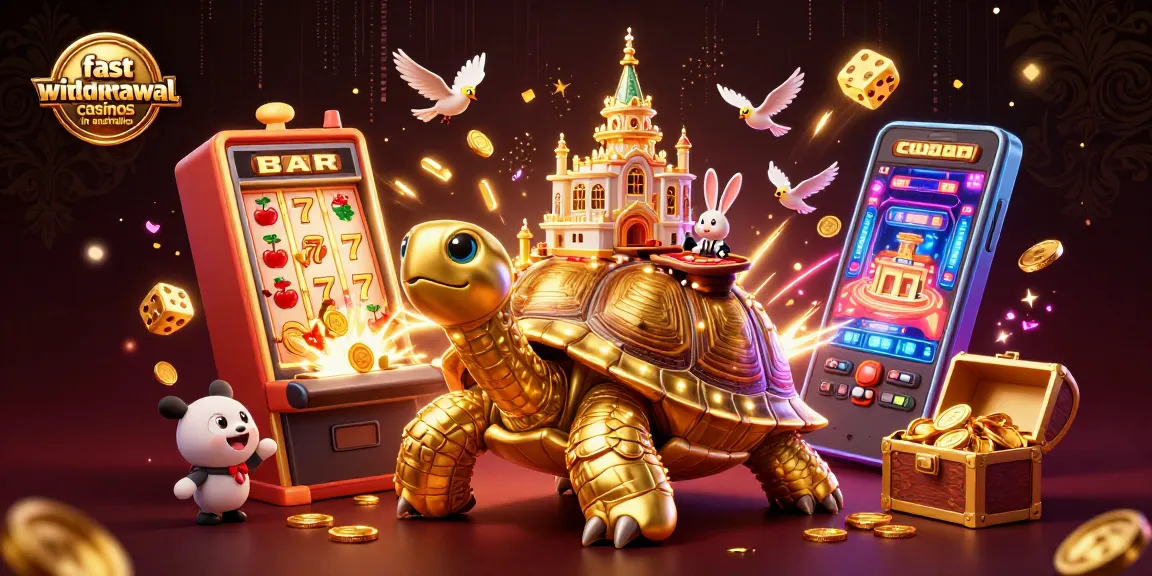 Experience the thrill of fast withdrawal casinos in Australia with this colorful 3D illustration of vibrant casino elements.