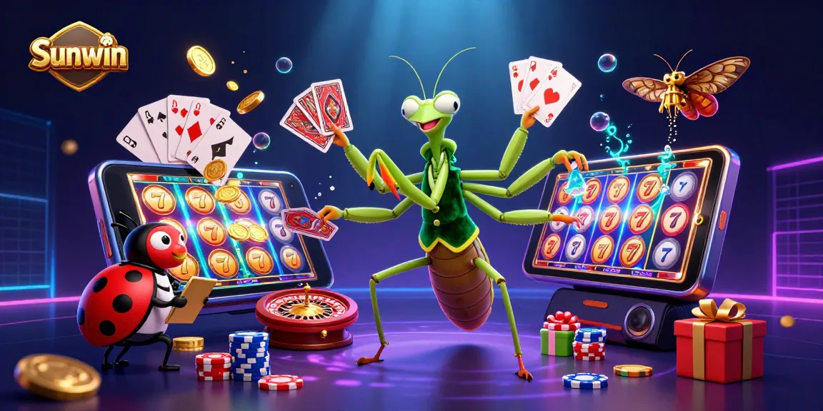 Engage in thrilling gameplay at Sunwin with colorful slot games and lively casino characters.