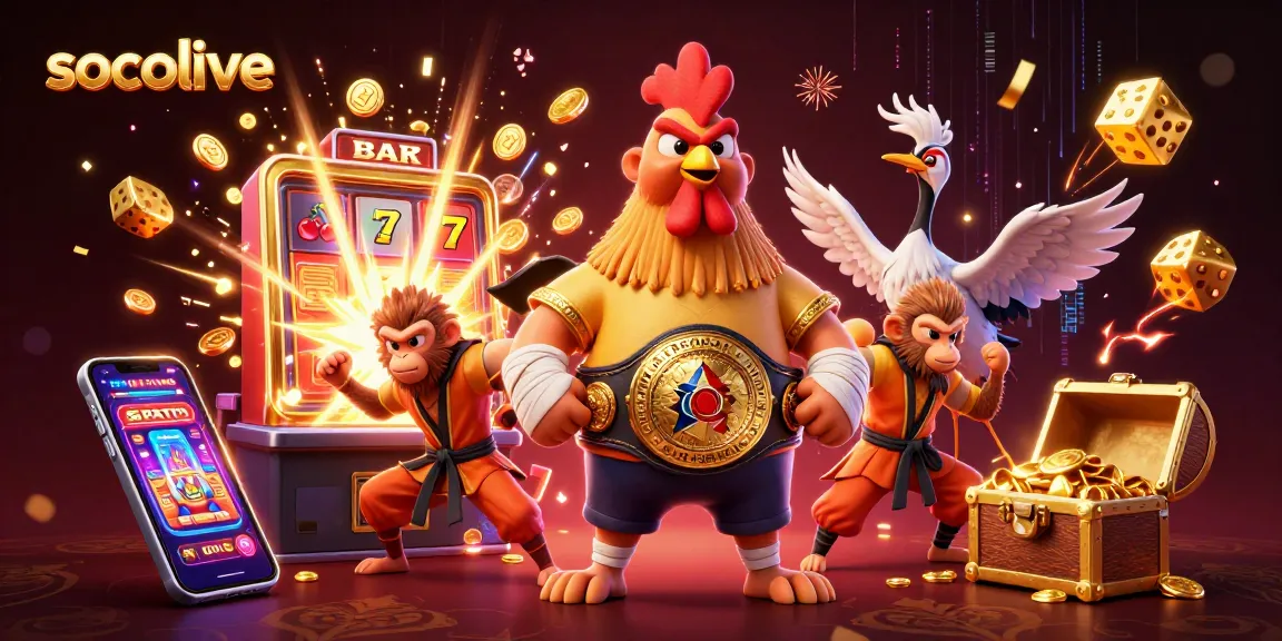 Experience socolive's thrilling gaming dynamics with lively characters and vibrant casino elements.