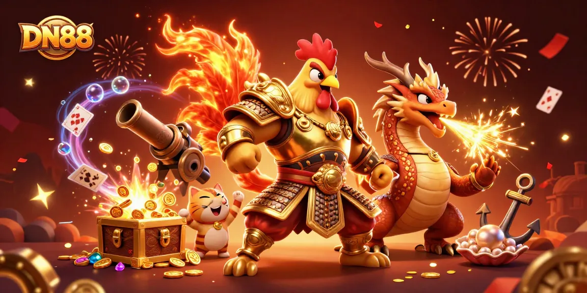Experience thrilling wins at DN88 with fierce warriors and treasures in a vibrant casino adventure.