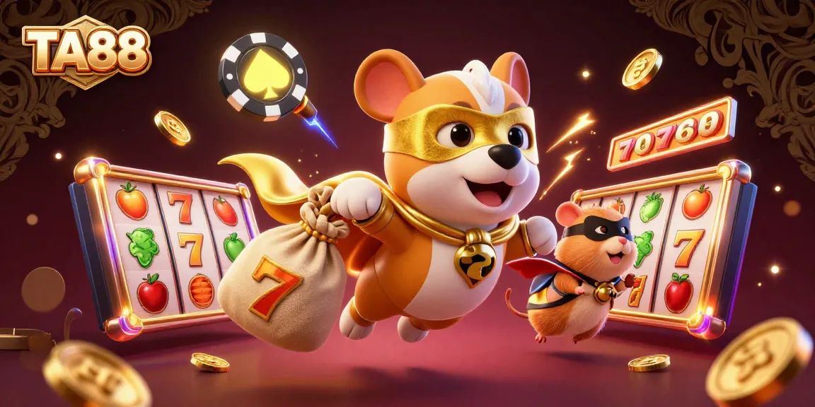 Engage with TA88's thrilling slots experience featuring a superhero dog and vibrant game elements.