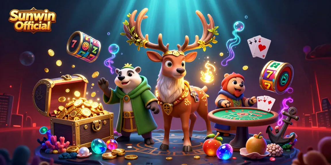 Engage with Sunwin Official through thrilling slot games and dynamic casino elements in vibrant 3D art