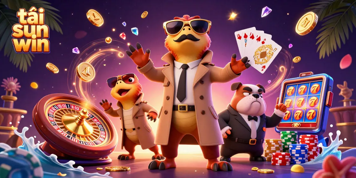 Engage in gaming fun with tải sun win, featuring raptors in a casino scene