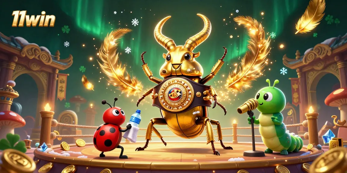 Engage in thrilling gameplay at 11win with a cartoon beetle boxing scene in a vibrant casino.