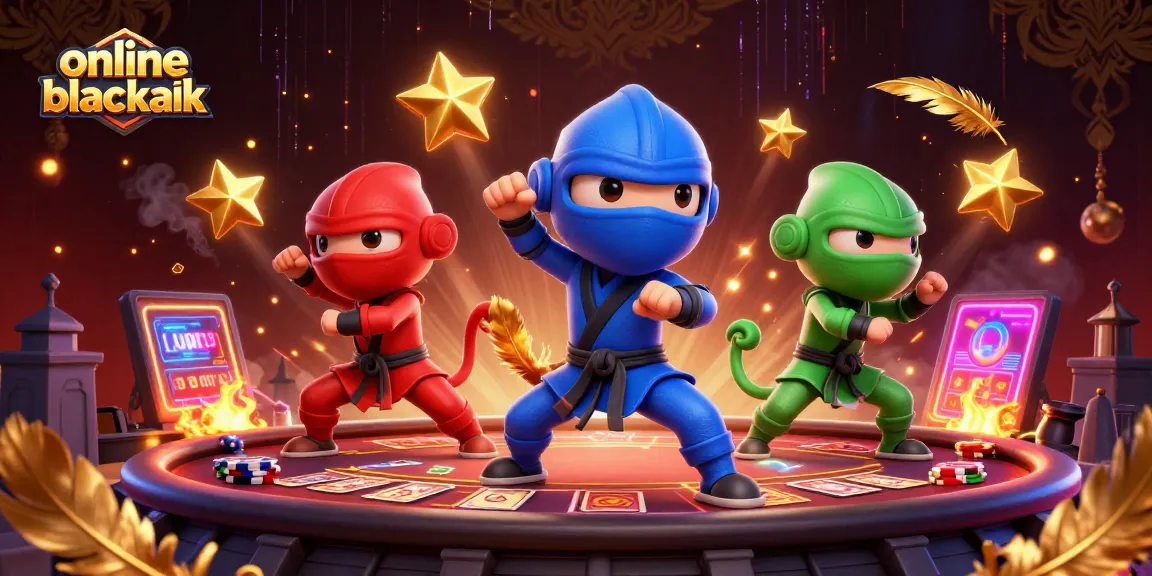 Experience thrilling online blackjack action with dynamic chameleon ninjas and casino elements.