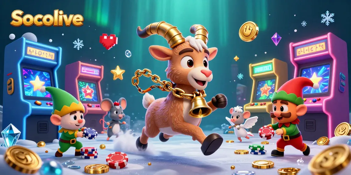 Socolive offers a festive gaming experience with Krampus overseeing chaotic fun in this vibrant digital casino scene.