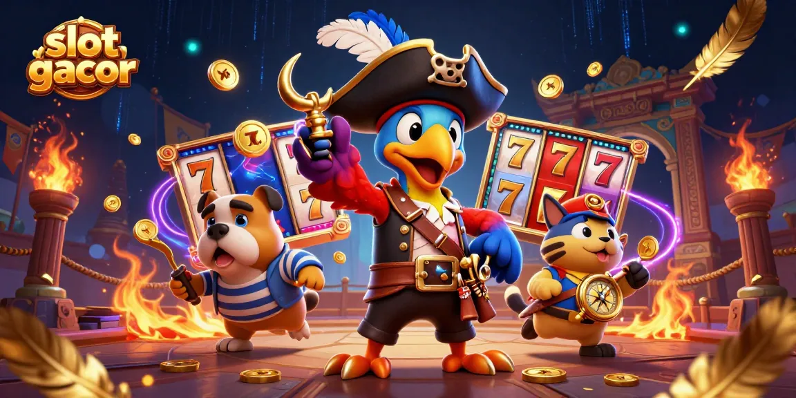 Experience excitement with slot gacor, showcasing 3D characters and dynamic casino elements.