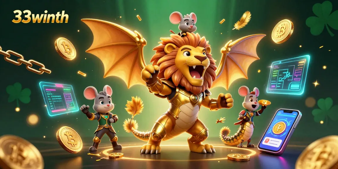 Experience the thrill of betting at 33winth with an enchanting chimera and fortune-related crypto elements.